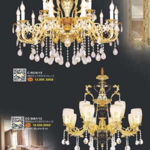 Chùm đèn pha lê sứ cao cấp, chất liệu cao cấp, kiểu dáng độc đáo. CC 9061/12