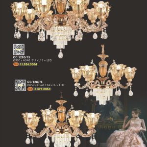 Chùm đèn pha lê LED sang trọng, ánh sáng lung linh, kiểu dáng đẳng cấp. CC 1285/15