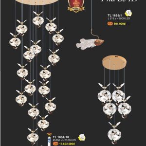 Đèn thả LED kiểu dáng 5 bóng, chiếu sáng ấm cúng, phù hợp cho không gian rộng. TL 1663/5