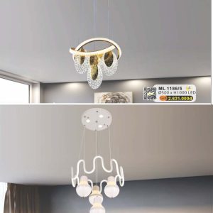 Đèn thả với thiết kế 5 bóng, ánh sáng trang trí sang trọng. ML 1186/5