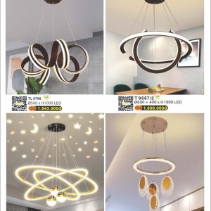 Đèn thả với thiết kế các vòng tròn, ánh sáng đồng đều cho không gian phòng khách. TL 8786
