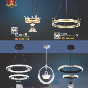 Đèn thả với thiết kế kết hợp kim loại và thủy tinh, tạo điểm nhấn sang trọng. TL 1682